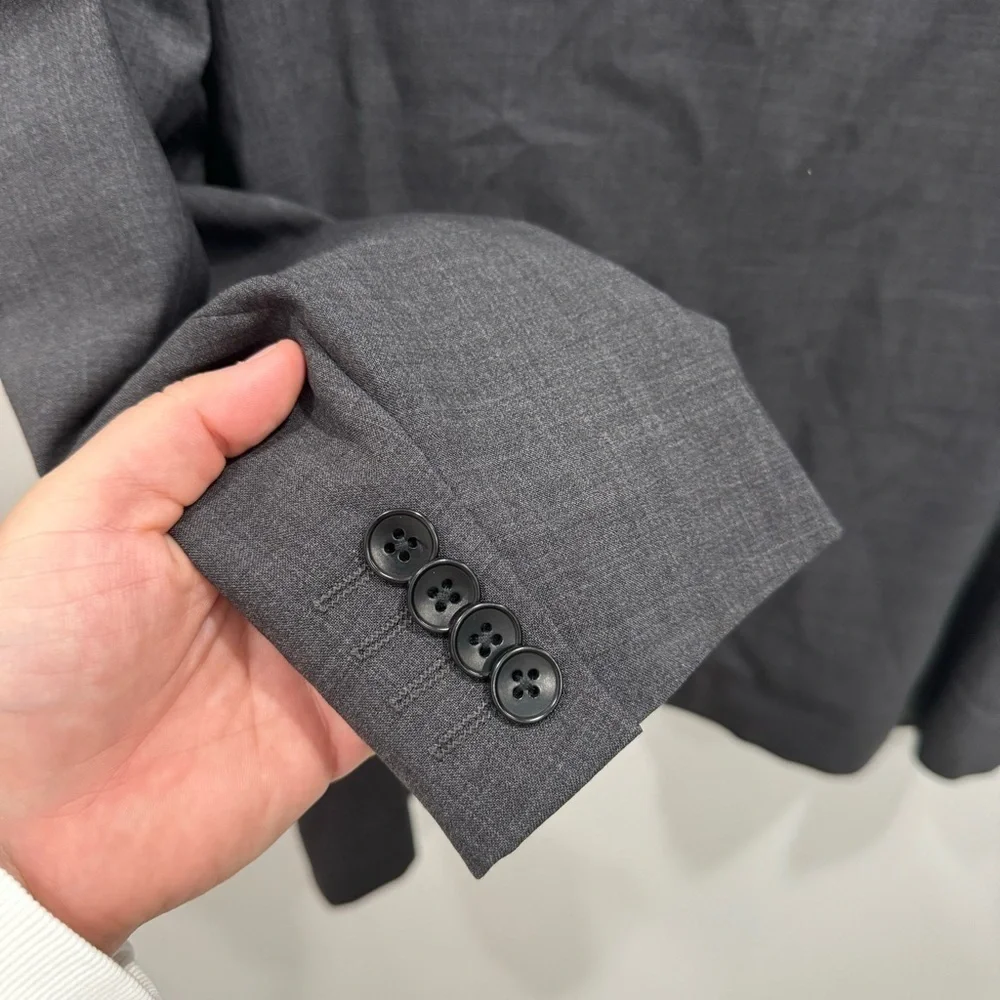 Theory Sport Jacker Blazer Dark Grey Wool 42 Short 2-Button